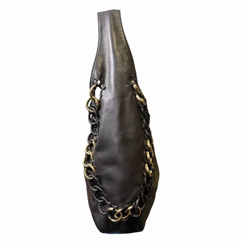 Michael Kors Black ID Chain Large Hobo Shoulder Bag W/Detachable Zippered Pouch